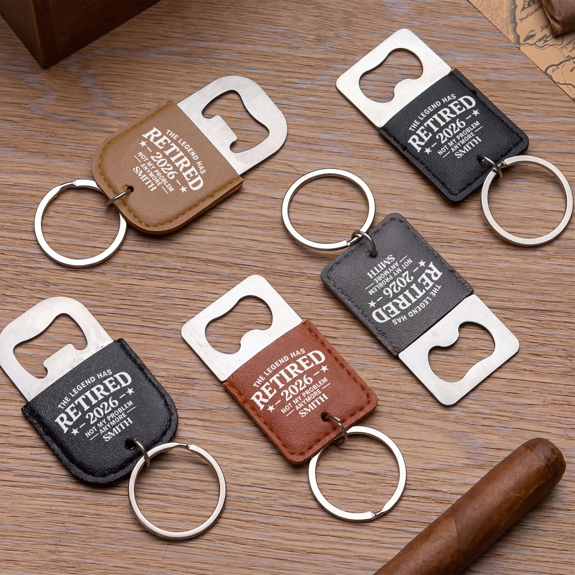 Personalized Leather Bottle Opener Keychain Custom Gift for Dad Leather Bottle Opener Keychain GradoCreations
