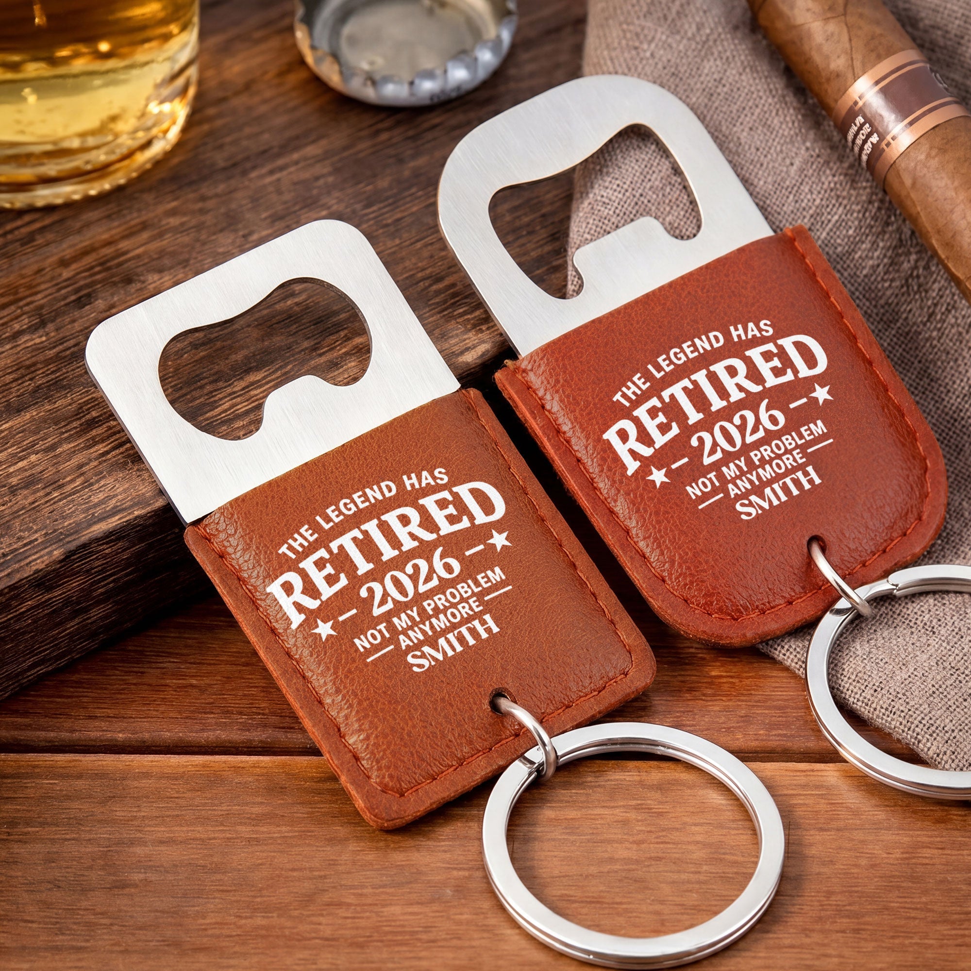 Personalized Leather Bottle Opener Keychain Custom Gift for Dad Leather Bottle Opener Keychain GradoCreations