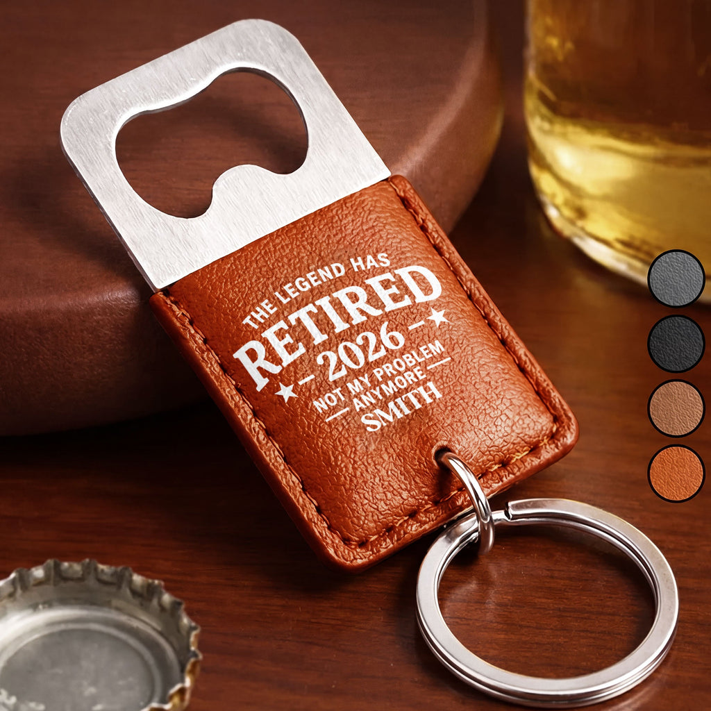 Personalized Leather Bottle Opener Keychain Custom Gift for Dad Leather Bottle Opener Keychain GradoCreations