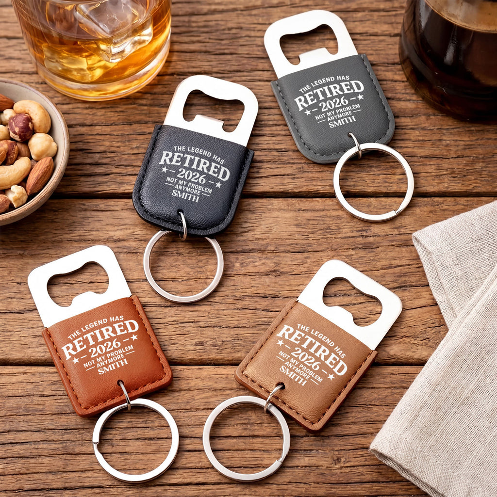 Personalized Leather Bottle Opener Keychain Custom Gift for Dad Leather Bottle Opener Keychain GradoCreations