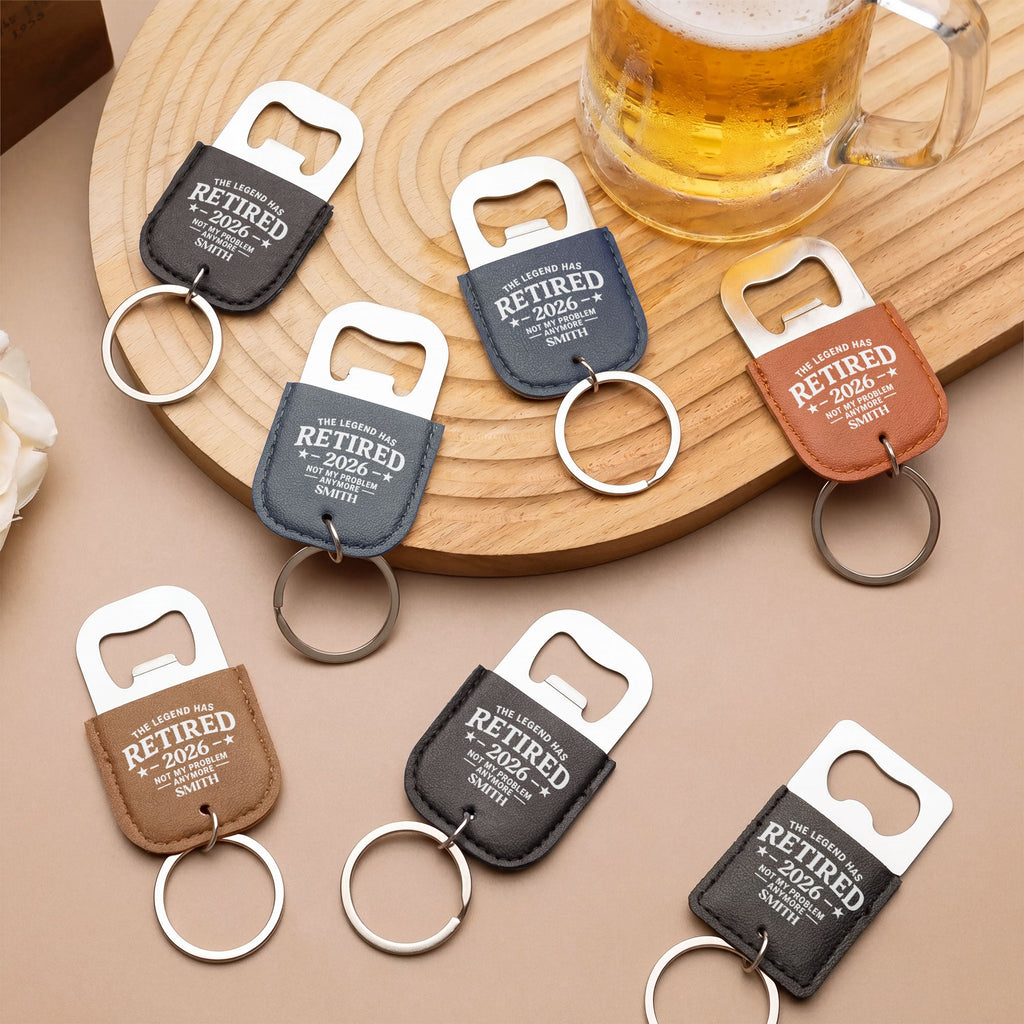 Personalized Leather Bottle Opener Keychain Custom Gift for Dad Leather Bottle Opener Keychain GradoCreations