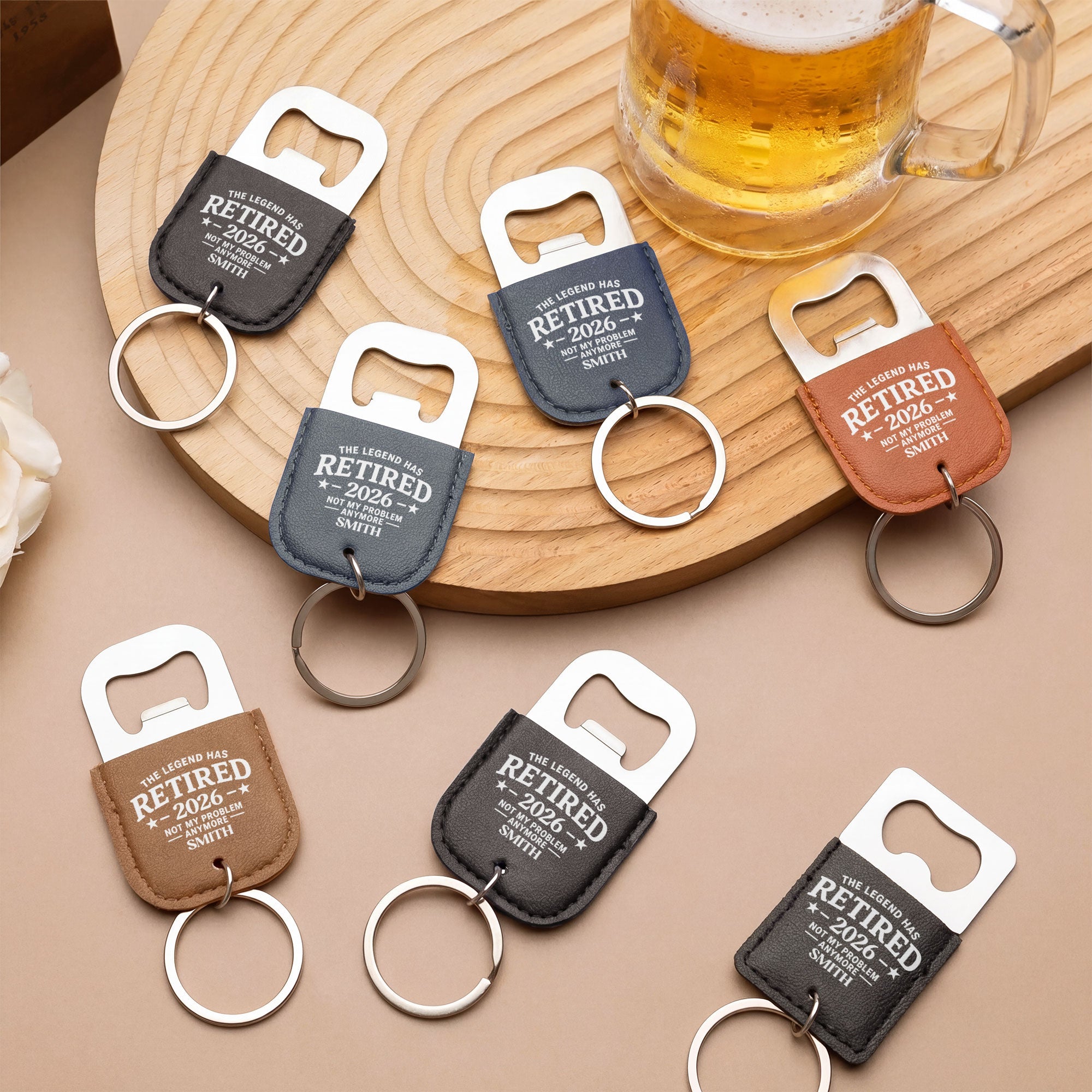 Personalized Leather Bottle Opener Keychain Custom Gift for Dad Leather Bottle Opener Keychain GradoCreations