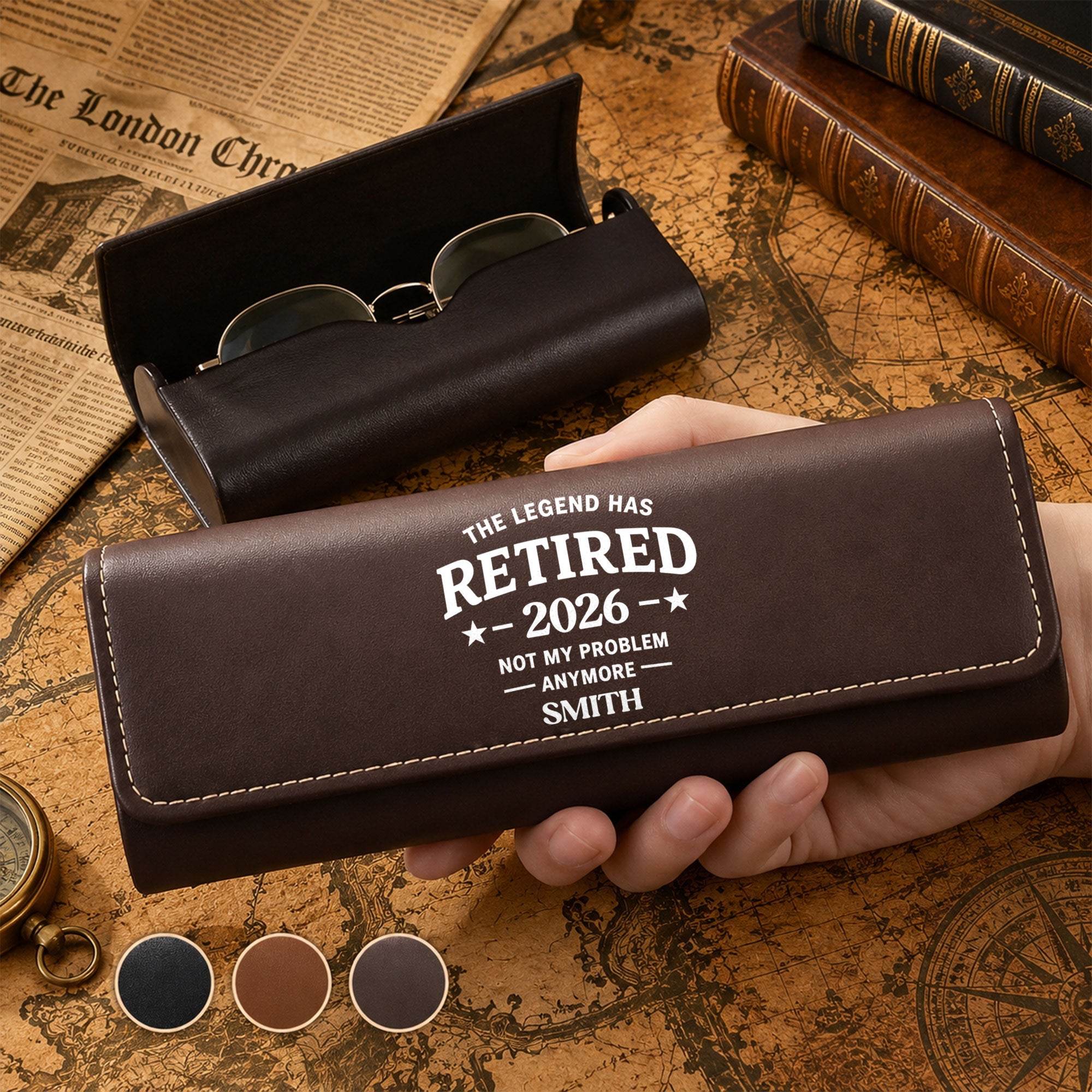 Personalized Leather Eyeglass Case Custom Name Gift for Dad Leather Eyeglass Case GradoCreations