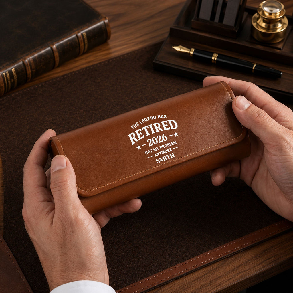 Personalized Leather Eyeglass Case Custom Name Gift for Dad Leather Eyeglass Case GradoCreations