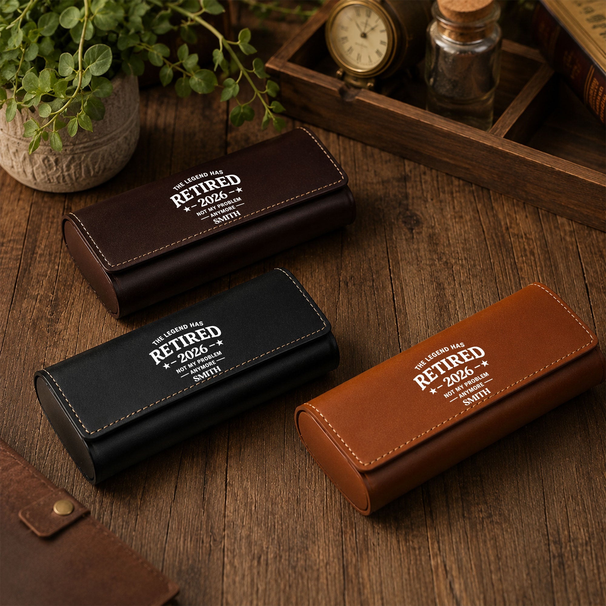 Personalized Leather Eyeglass Case Custom Name Gift for Dad Leather Eyeglass Case GradoCreations