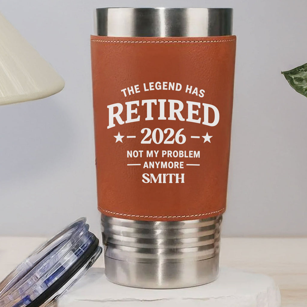 Personalized Leather Tumbler Custom Name Gift for Retirement