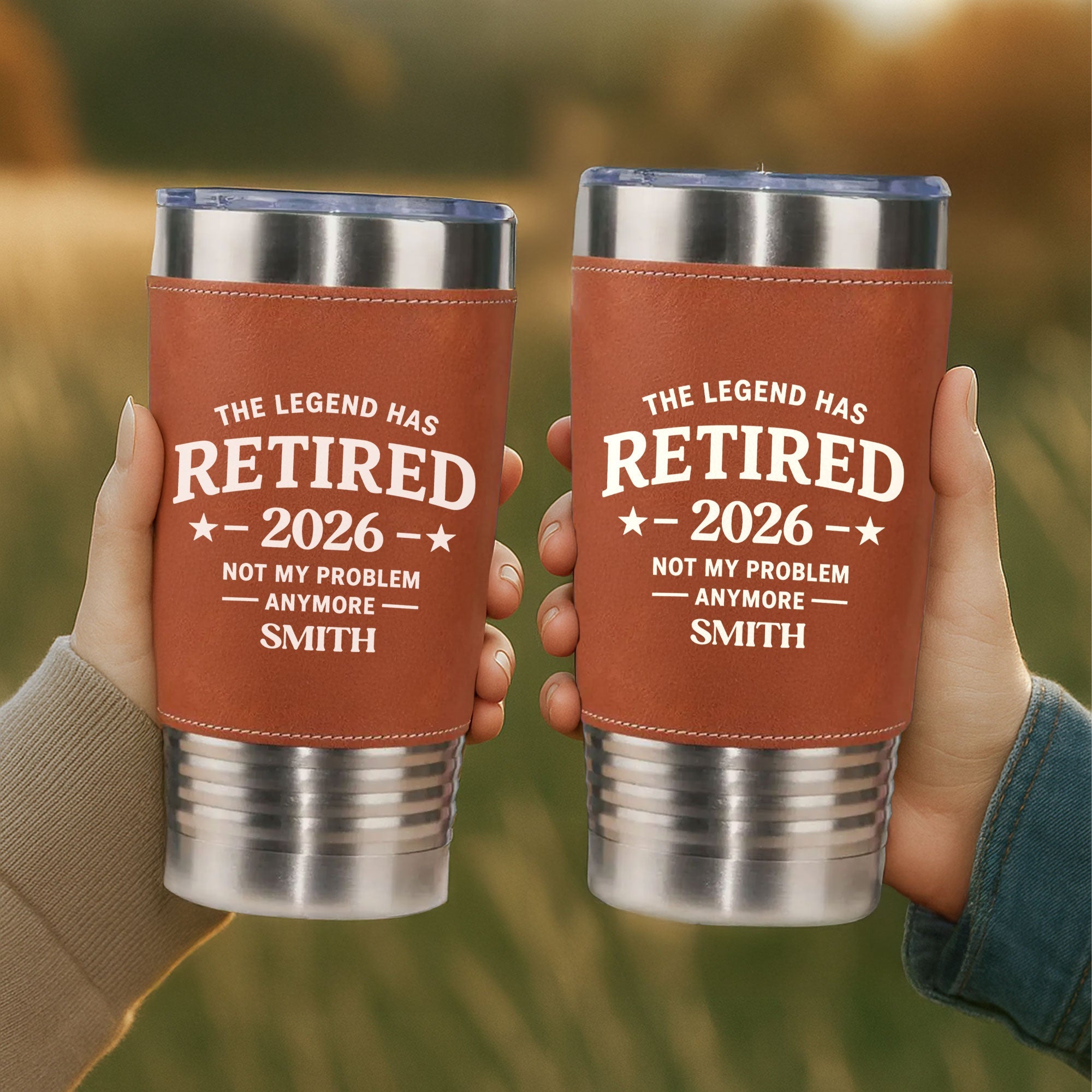 Personalized Leather Tumbler Custom Name Gift for Retirement
