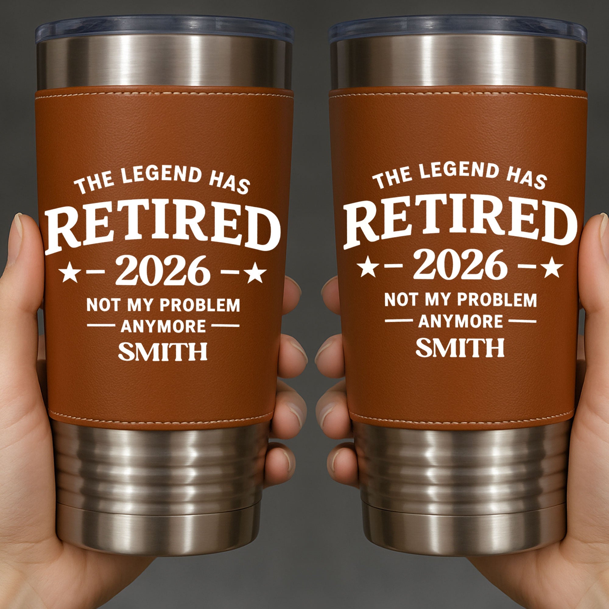 Personalized Leather Tumbler Custom Name Gift for Retirement