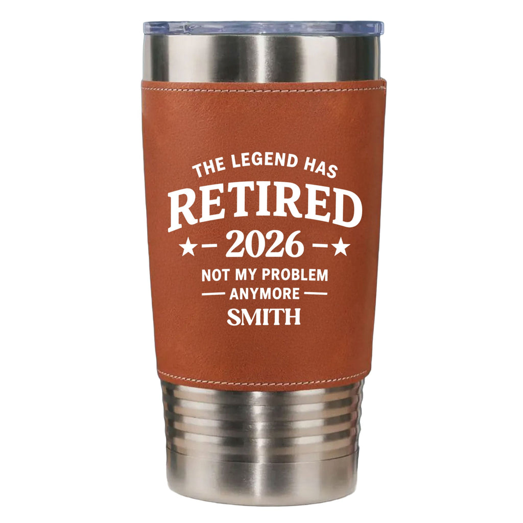Personalized Leather Tumbler Custom Name Gift for Retirement