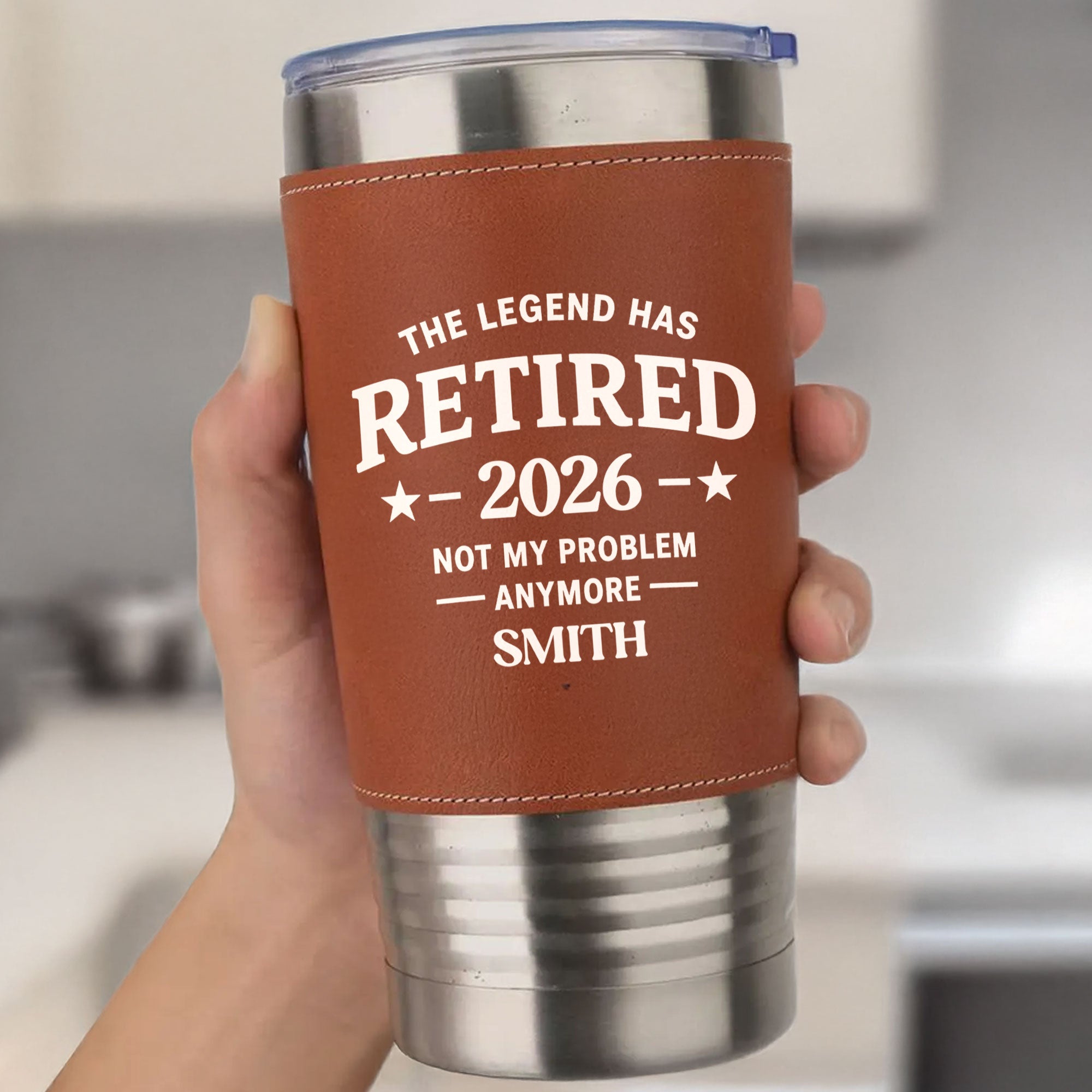 Personalized Leather Tumbler Custom Name Gift for Retirement