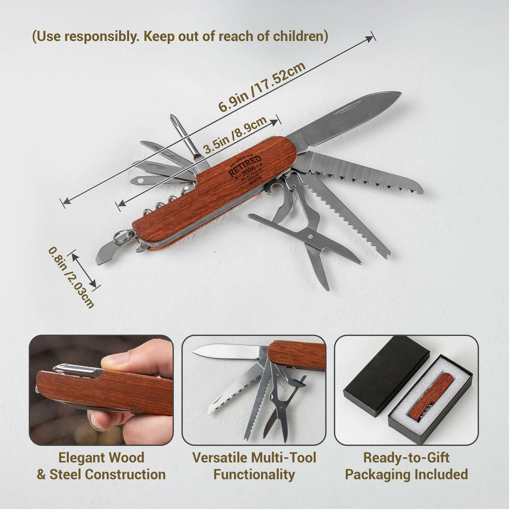 Personalized Wooden Multi Tool with Custom Name for Dad Wooden Multi Tool GradoCreations