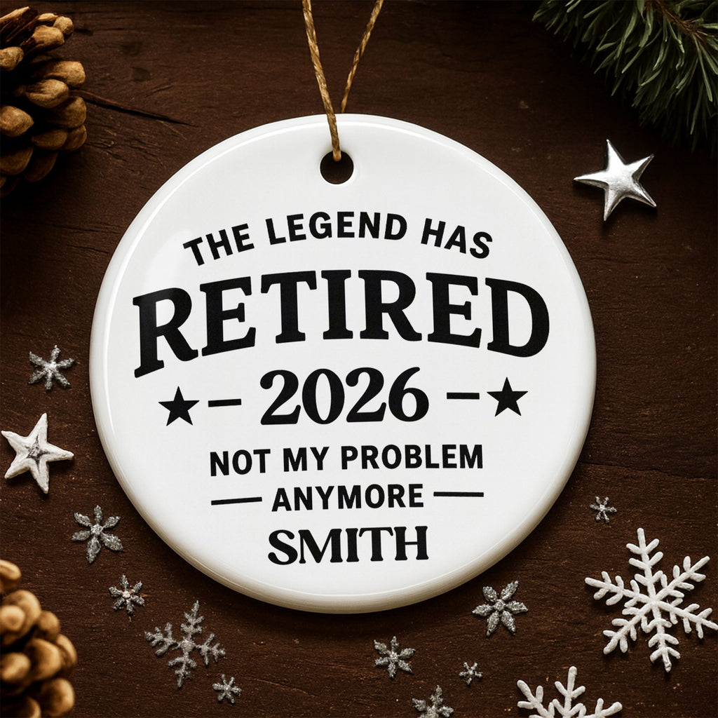 Personalized Ceramic Ornament Funny Retirement Gift for Dad Ceramic Ornament GradoCreations