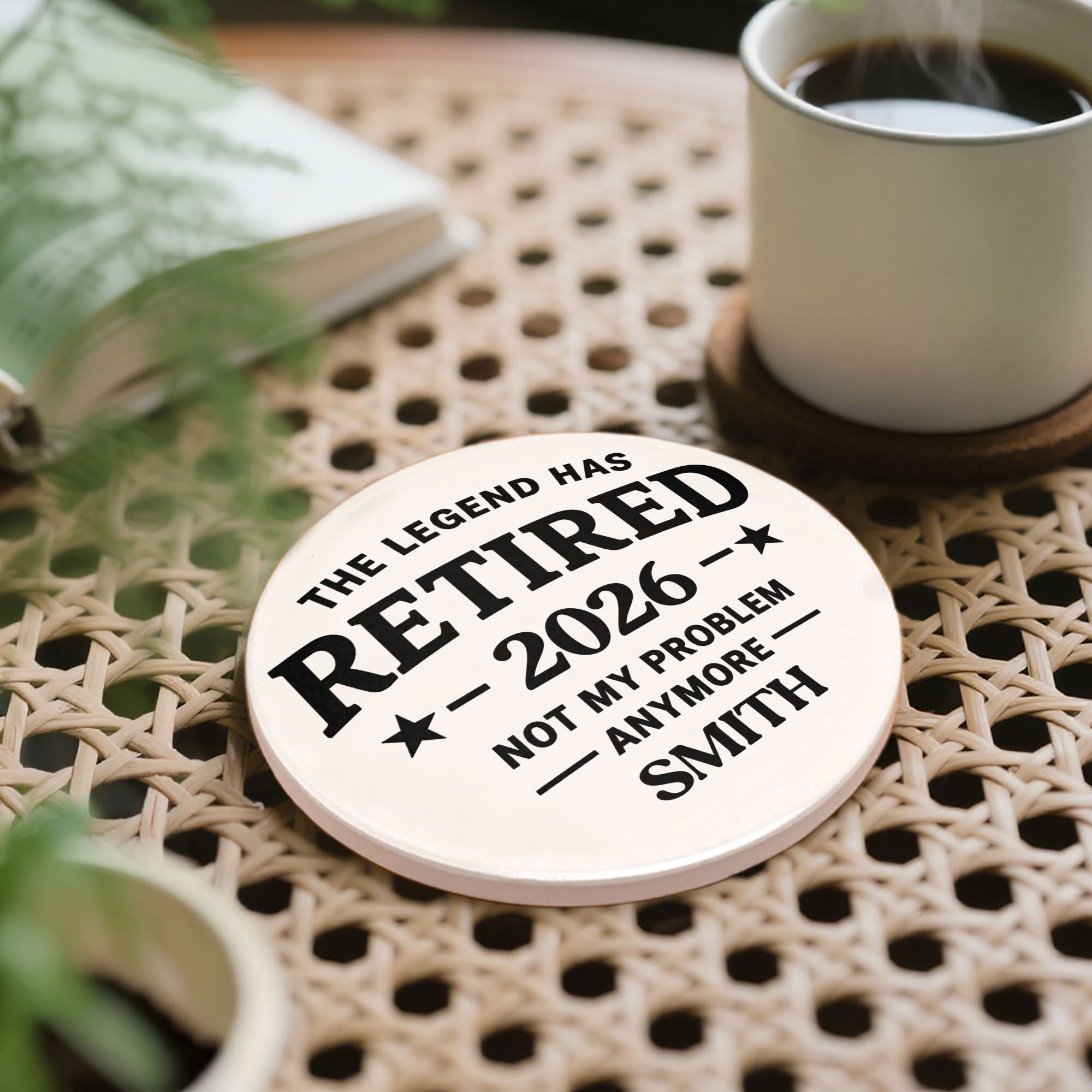 Personalized Ceramic Coaster Funny Retirement Gift for Dad Ceramic Coaster GradoCreations