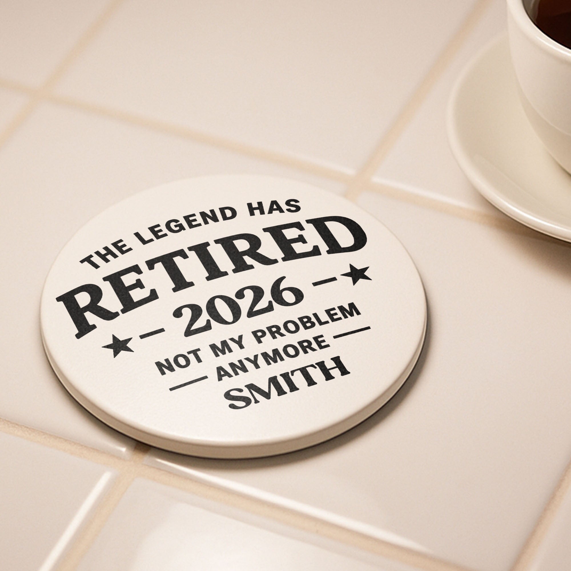 Personalized Ceramic Coaster Funny Retirement Gift for Dad Ceramic Coaster GradoCreations
