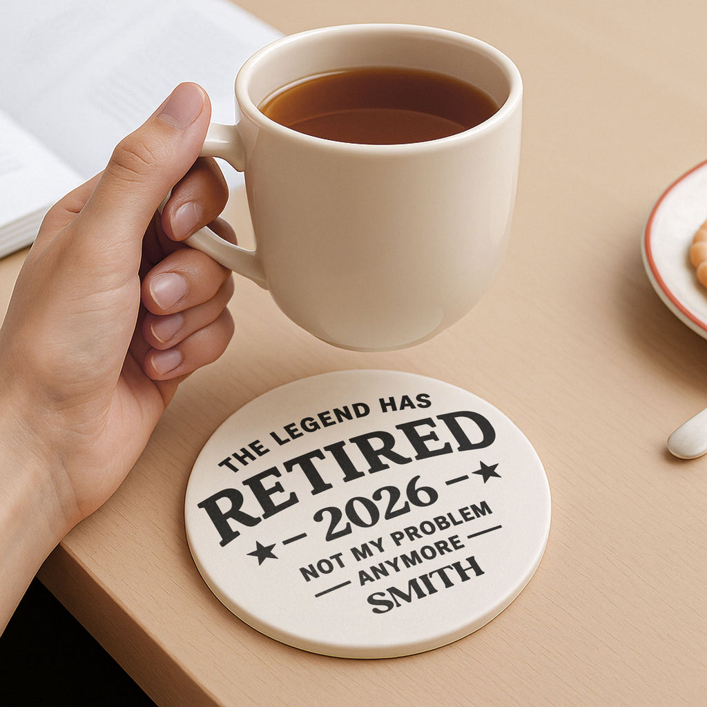 Personalized Ceramic Coaster Funny Retirement Gift for Dad Ceramic Coaster GradoCreations
