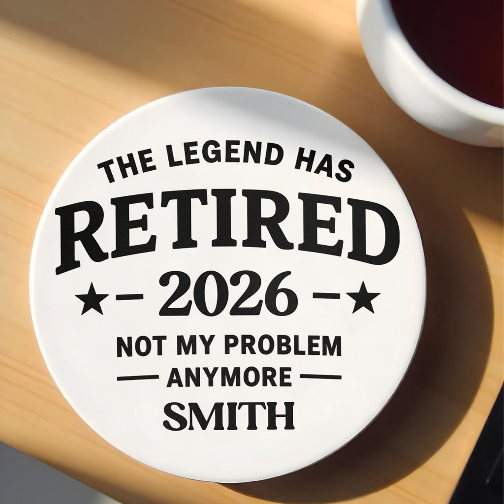 Personalized Ceramic Coaster Funny Retirement Gift for Dad Ceramic Coaster GradoCreations