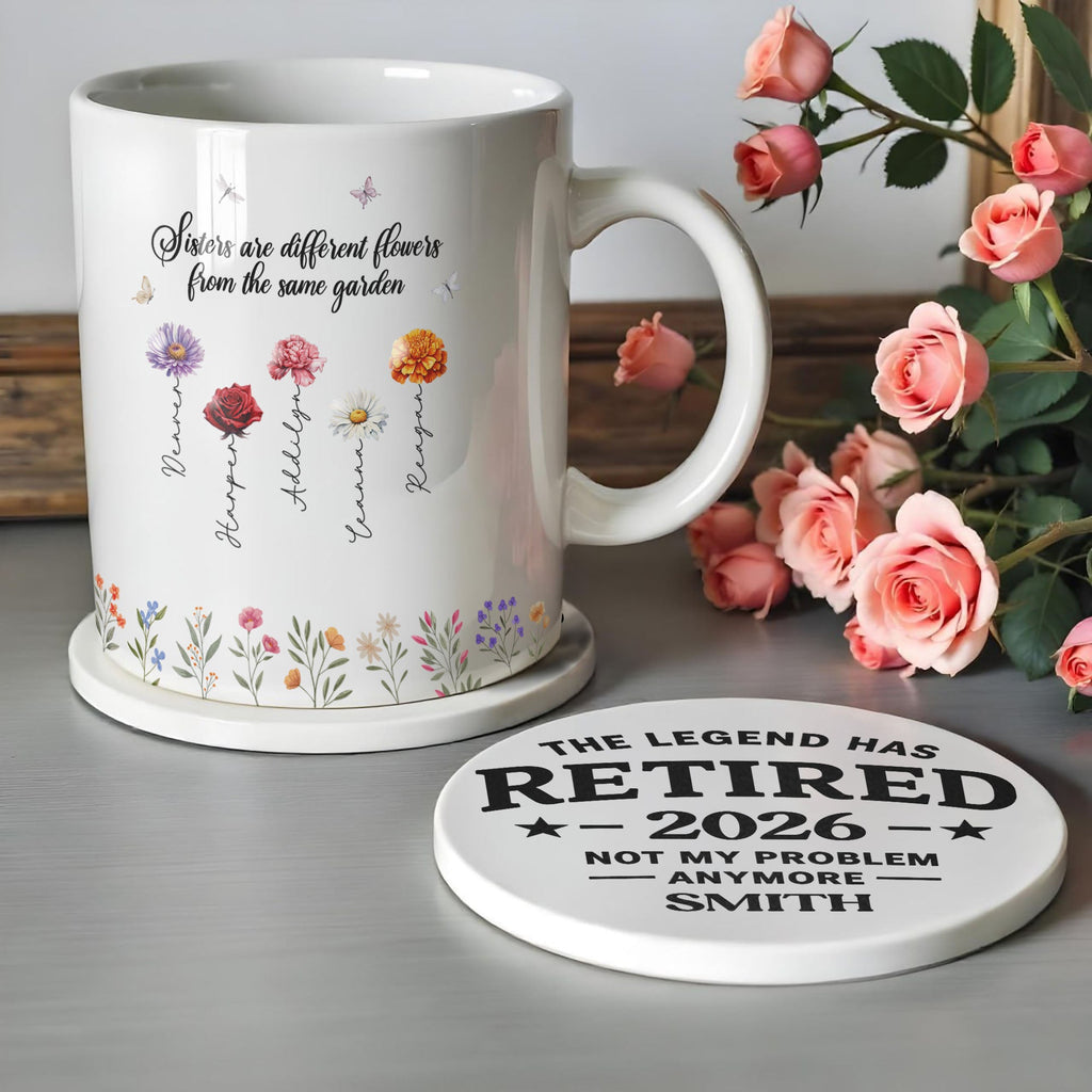 Personalized Ceramic Coaster Funny Retirement Gift for Dad Ceramic Coaster GradoCreations