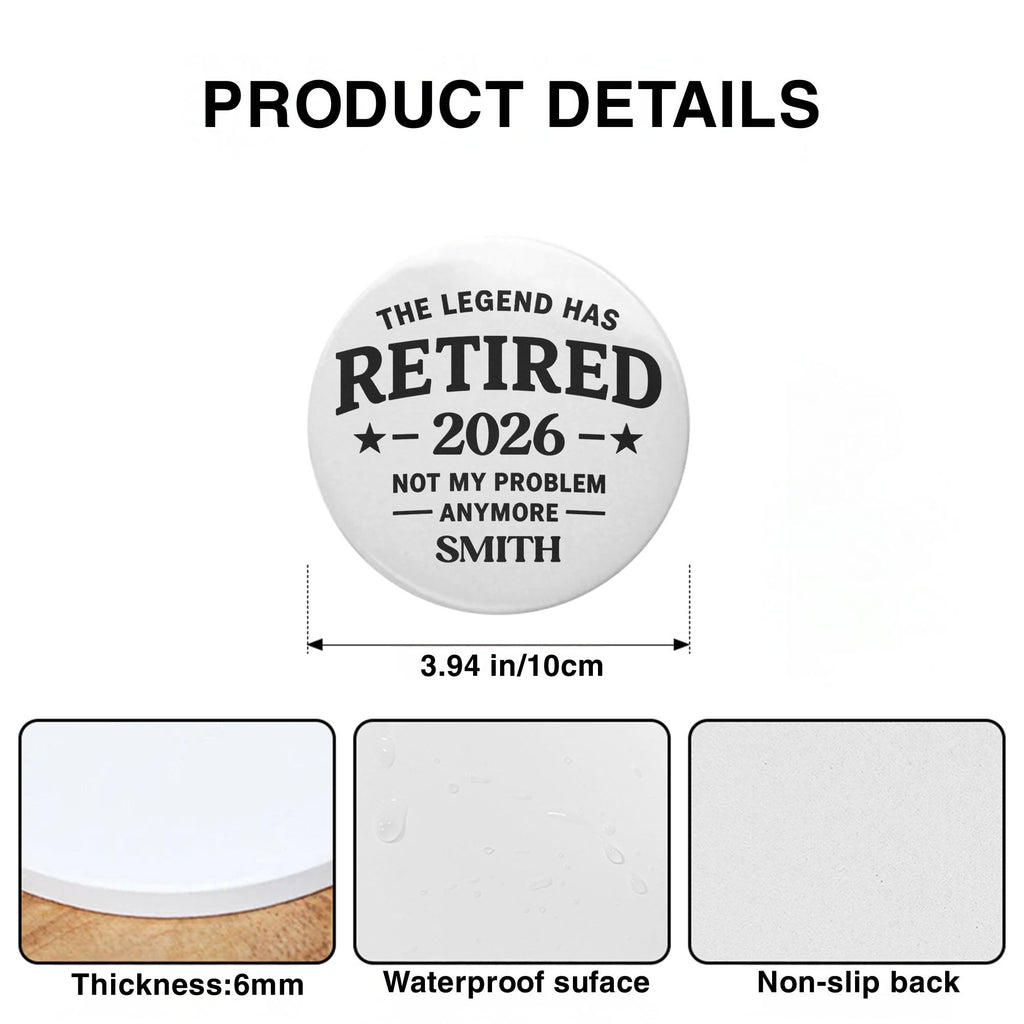Personalized Ceramic Coaster Funny Retirement Gift for Dad Ceramic Coaster GradoCreations