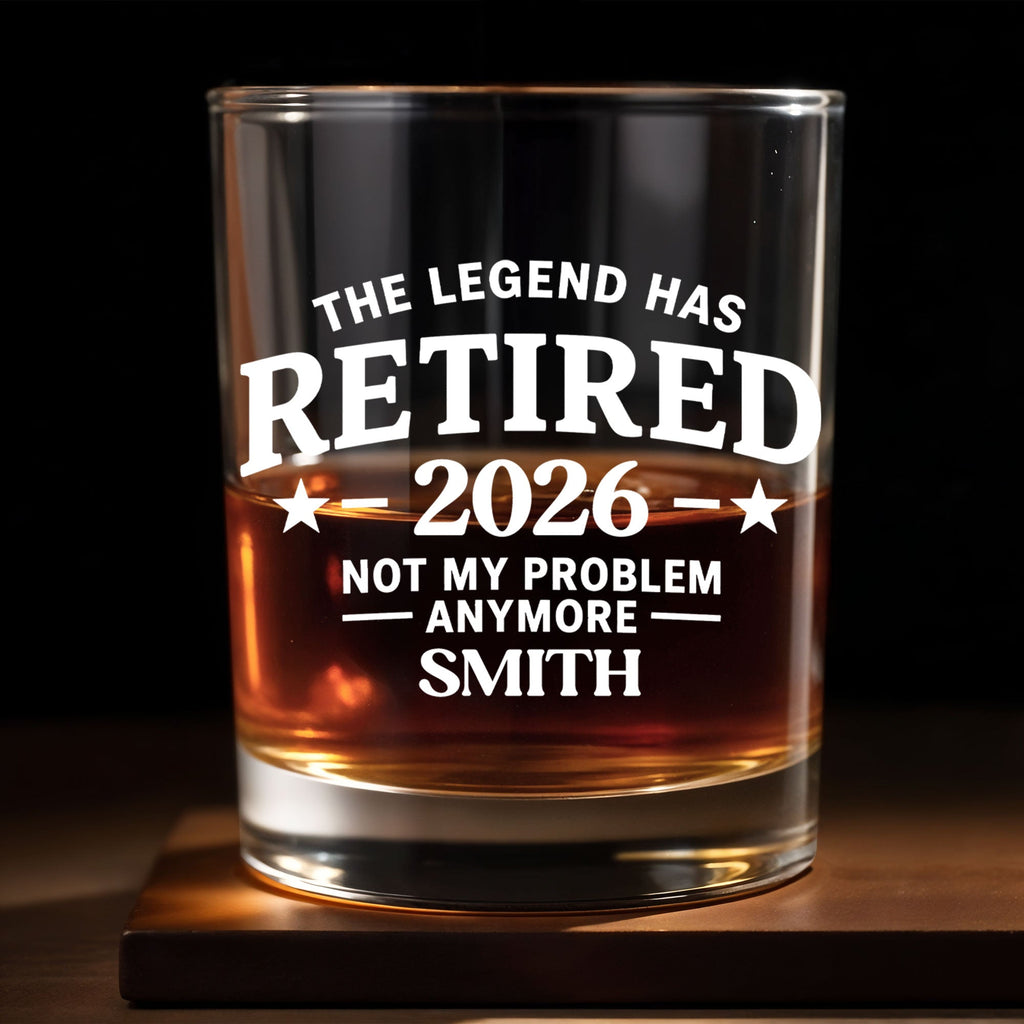 Personalized Custom Whiskey Glass Funny Retirement Gift for Dad