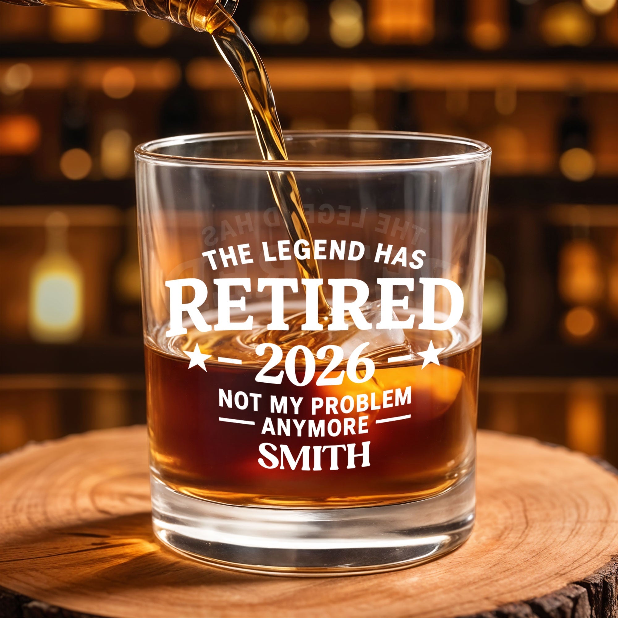 Personalized Custom Whiskey Glass Funny Retirement Gift for Dad