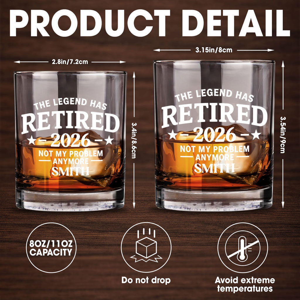 Personalized Custom Whiskey Glass Funny Retirement Gift for Dad