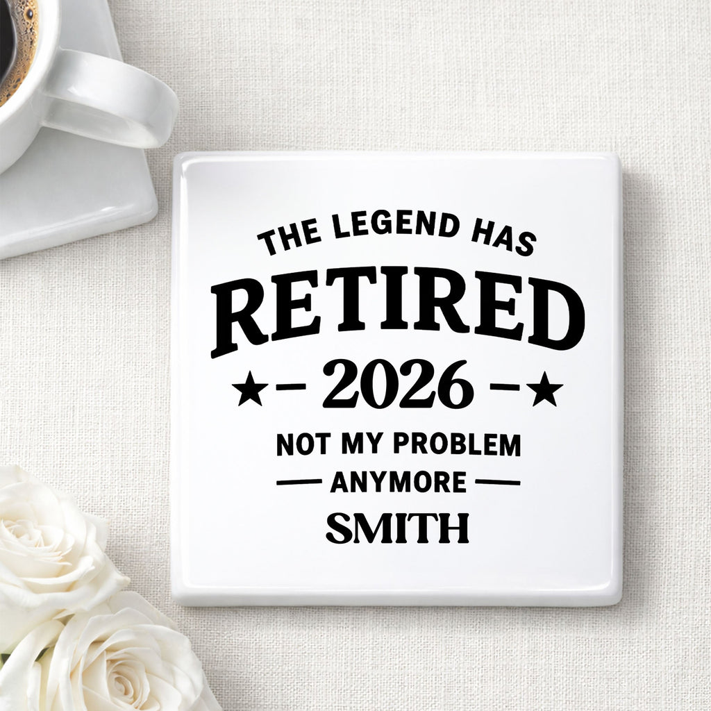 Personalized Ceramic Coaster Custom Name Retirement Gift Square Ceramic Coaster GradoCreations