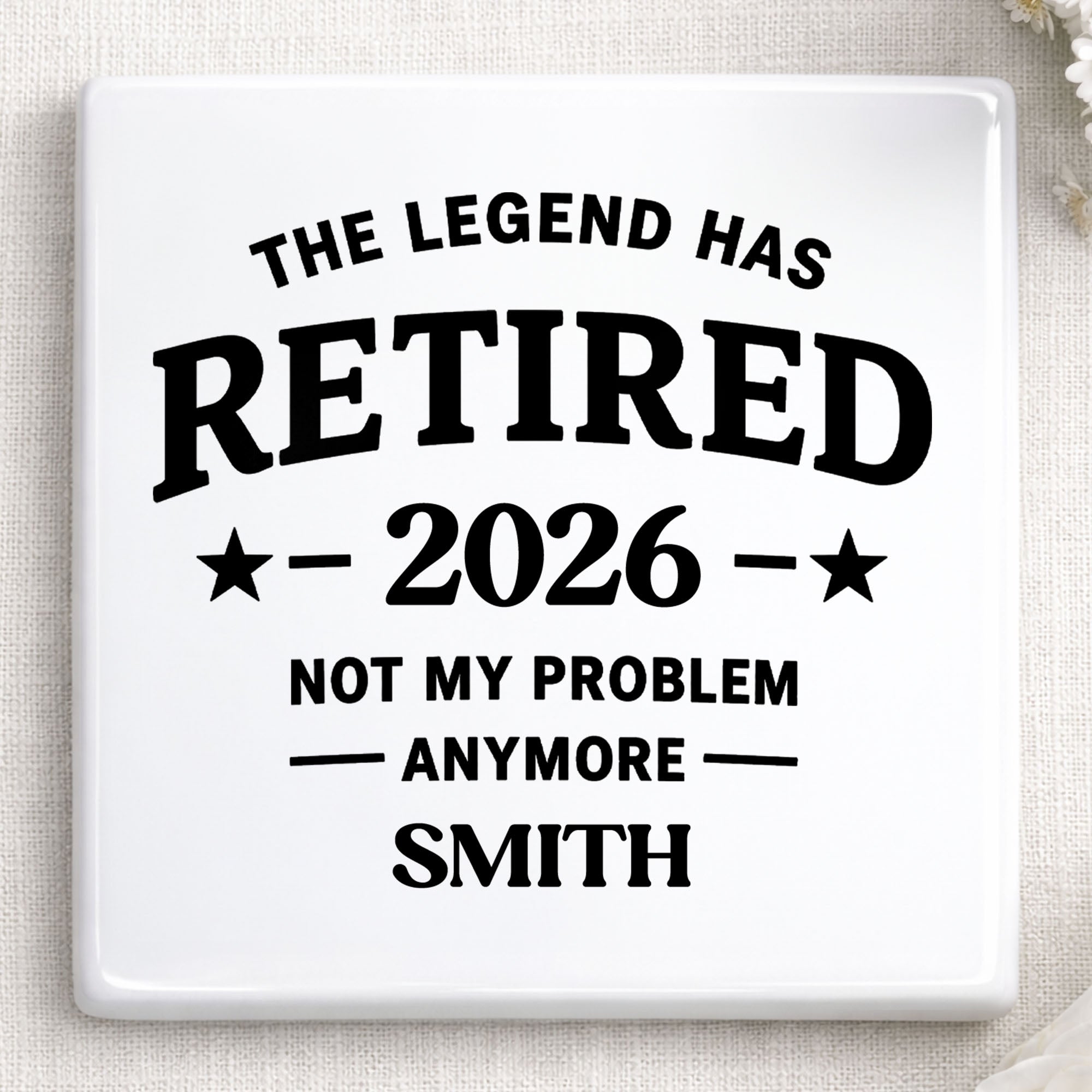 Personalized Ceramic Coaster Custom Name Retirement Gift Square Ceramic Coaster GradoCreations