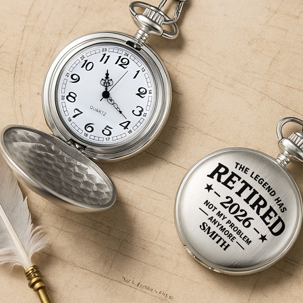 Personalized Silver Pocket Watch with Custom Message Gift for Dad Pocket Watch GradoCreations