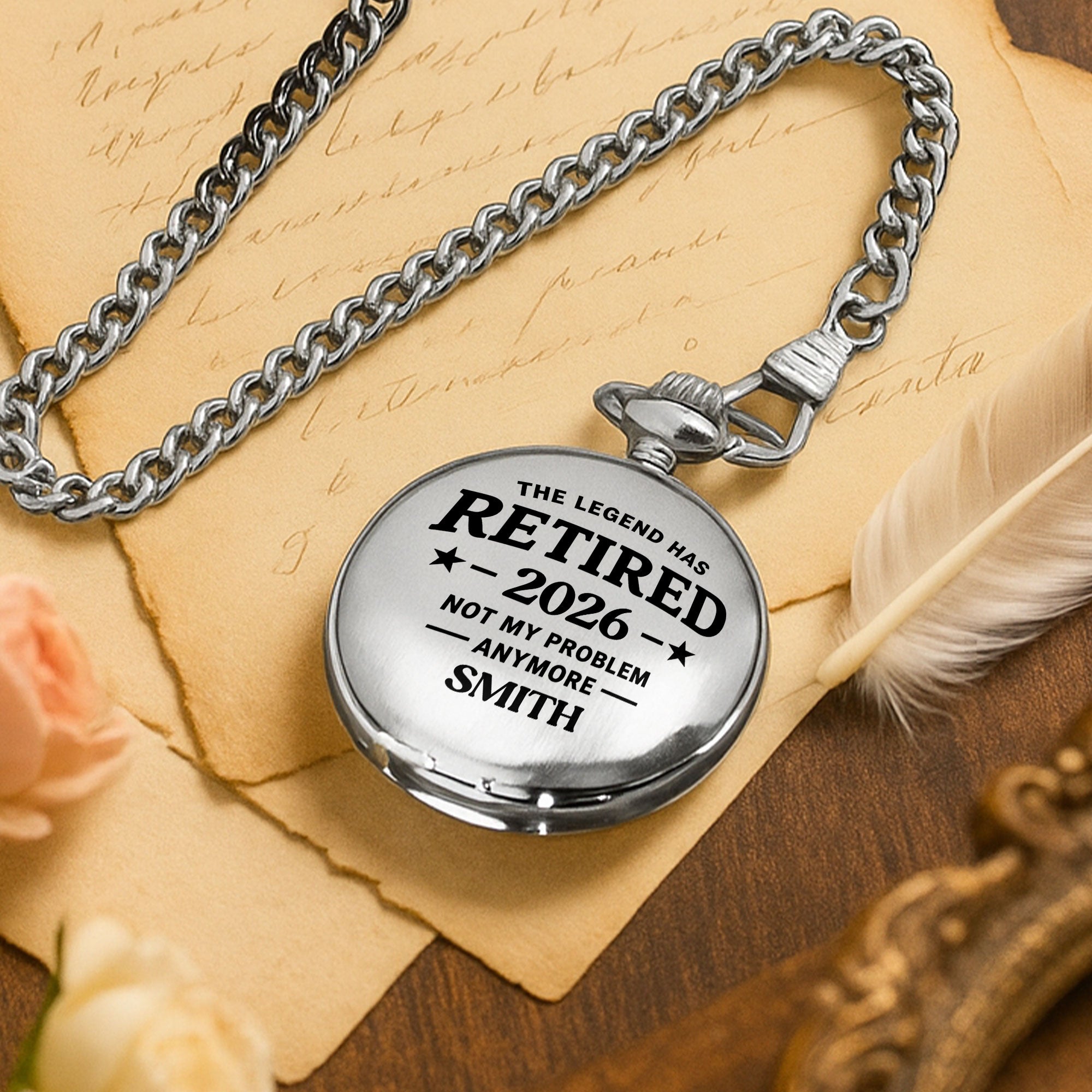 Personalized Silver Pocket Watch with Custom Message Gift for Dad Pocket Watch GradoCreations