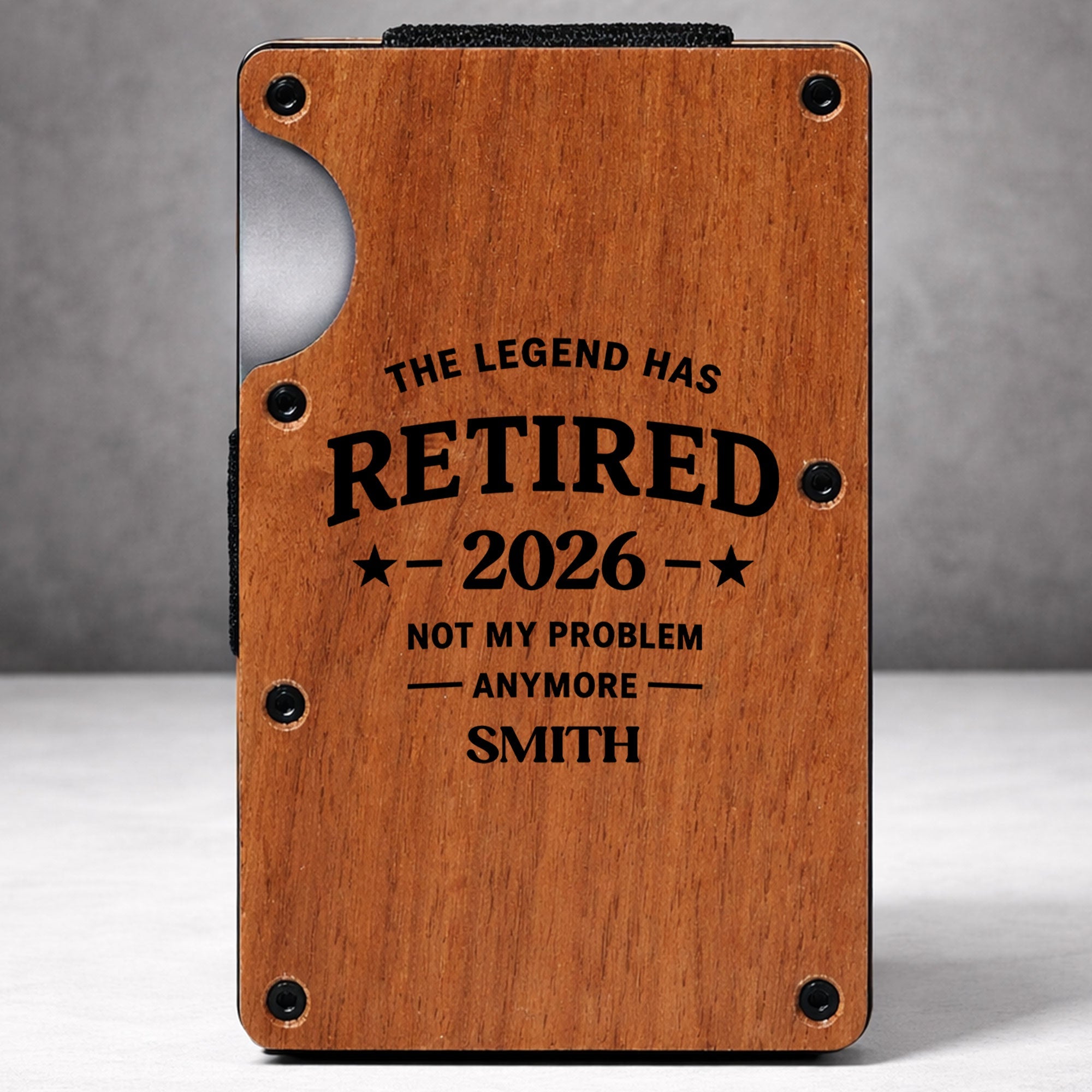 Custom Engraved Wooden Card Holder Gift for Dad, Retirement Wooden Card Holder GradoCreations