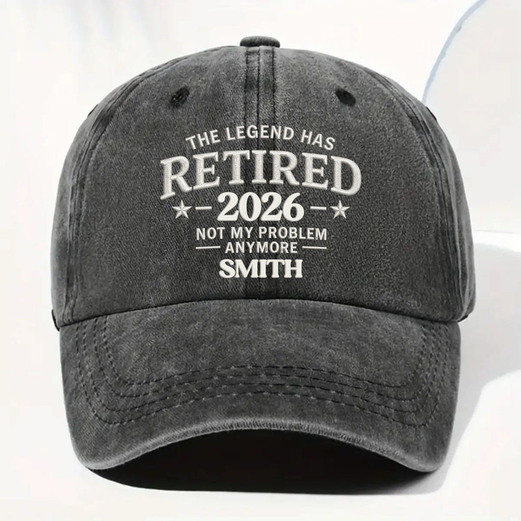 Personalized Washed Cotton Denim Cap Custom Name Gift for Retirement Washed Denim Cap GradoCreations