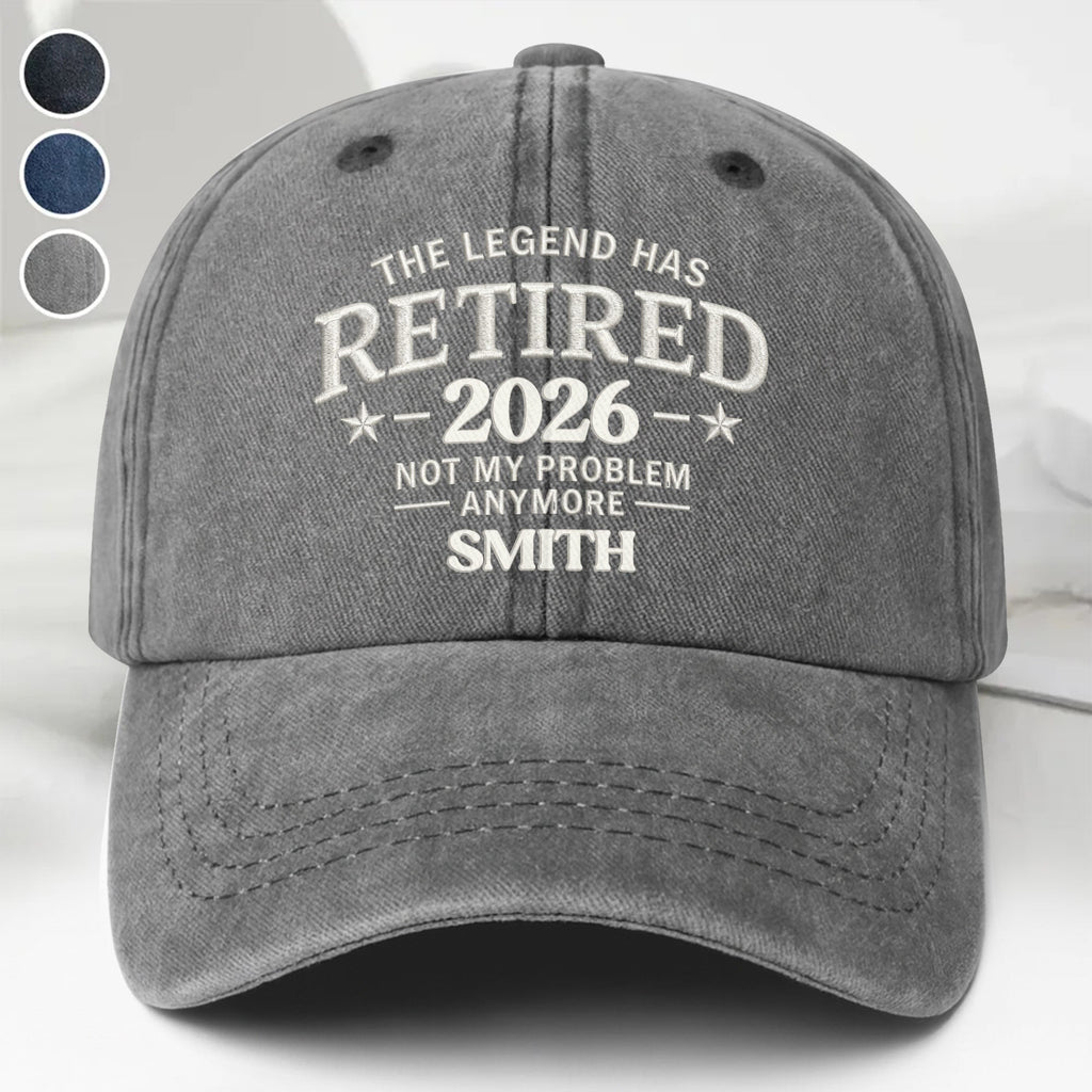 Personalized Washed Cotton Denim Cap Custom Name Gift for Retirement Washed Denim Cap GradoCreations