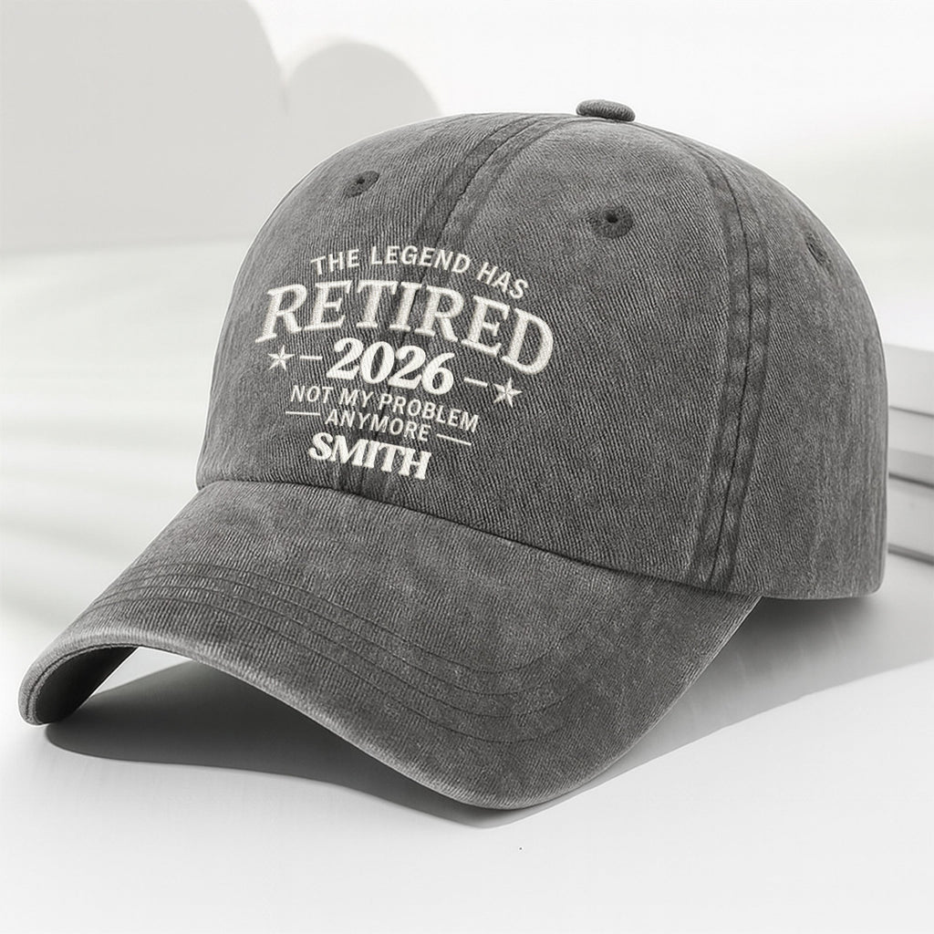 Personalized Washed Cotton Denim Cap Custom Name Gift for Retirement Washed Denim Cap GradoCreations