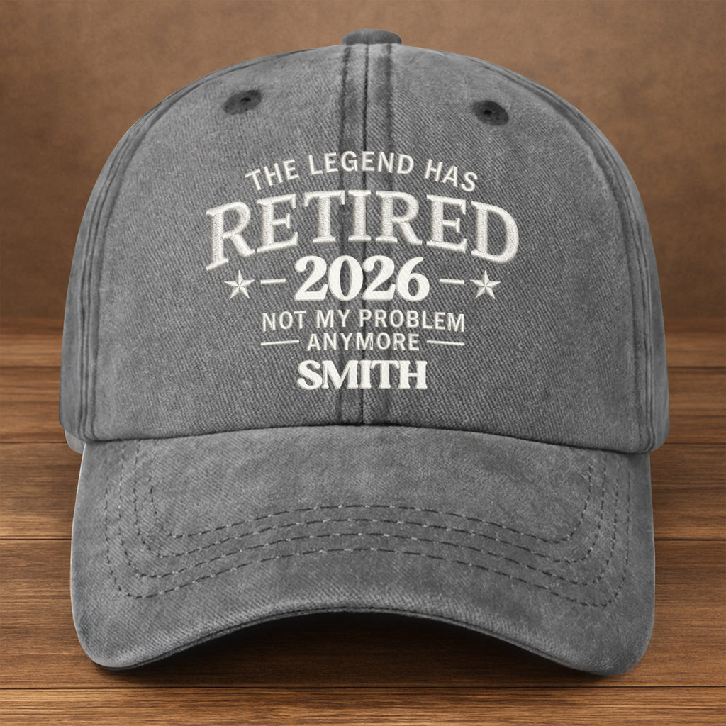 Personalized Washed Cotton Denim Cap Custom Name Gift for Retirement Washed Denim Cap GradoCreations