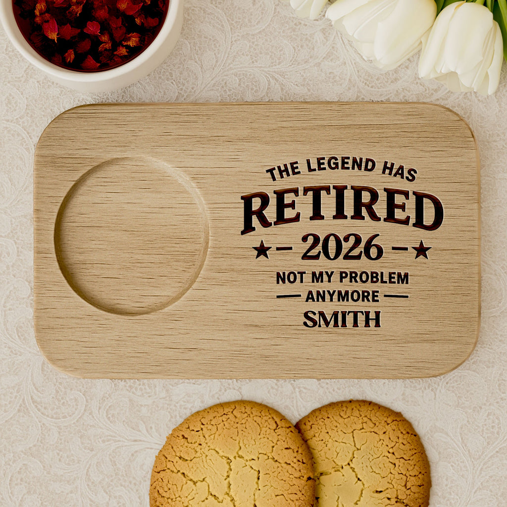 Personalized Engraved Serving Board with Cup Holder Retirement Gift for Him Serving Board GradoCreations