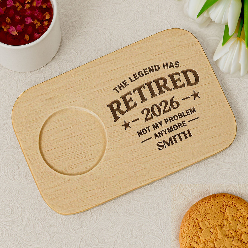 Personalized Engraved Serving Board with Cup Holder Retirement Gift for Him Serving Board GradoCreations