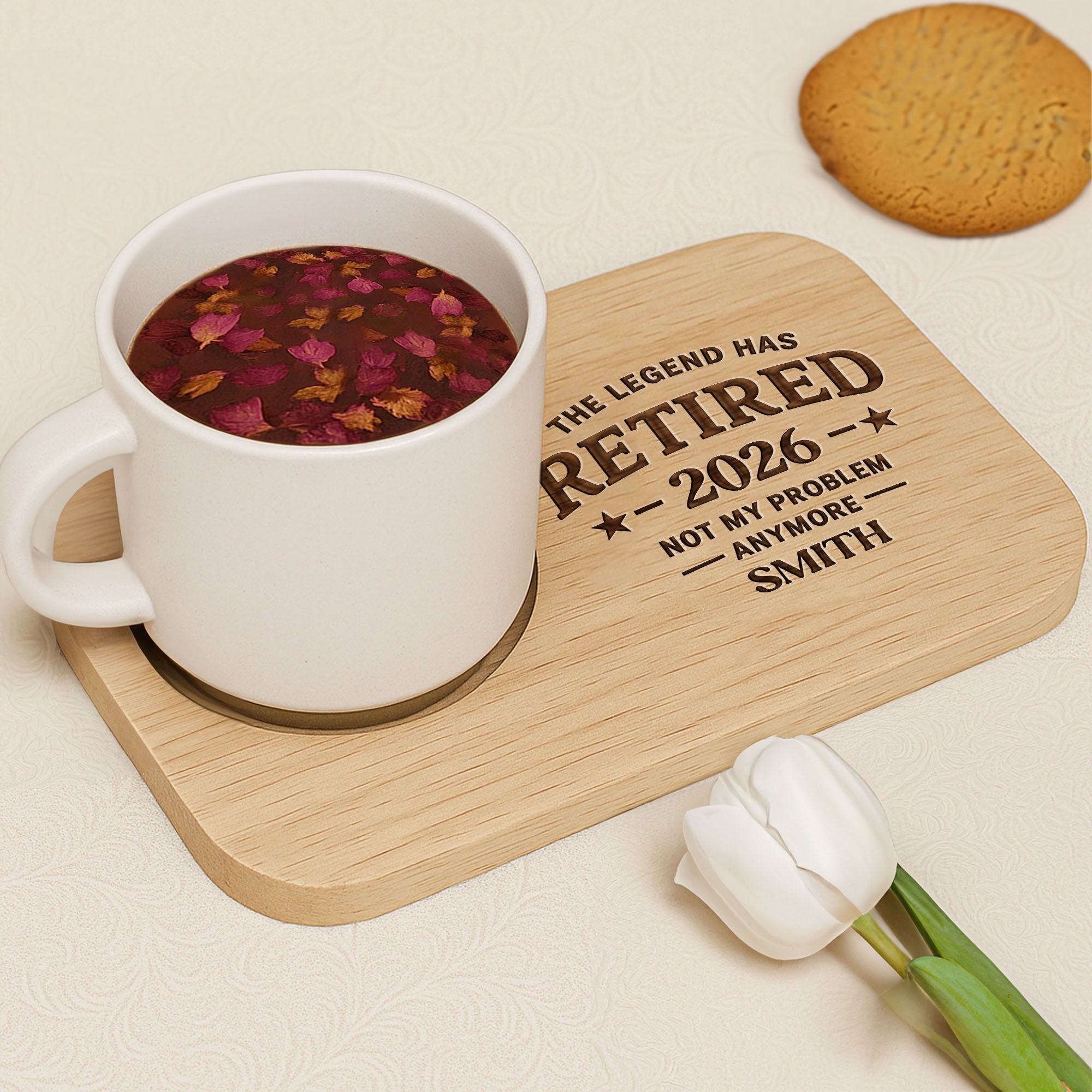 Personalized Engraved Serving Board with Cup Holder Retirement Gift for Him Serving Board GradoCreations