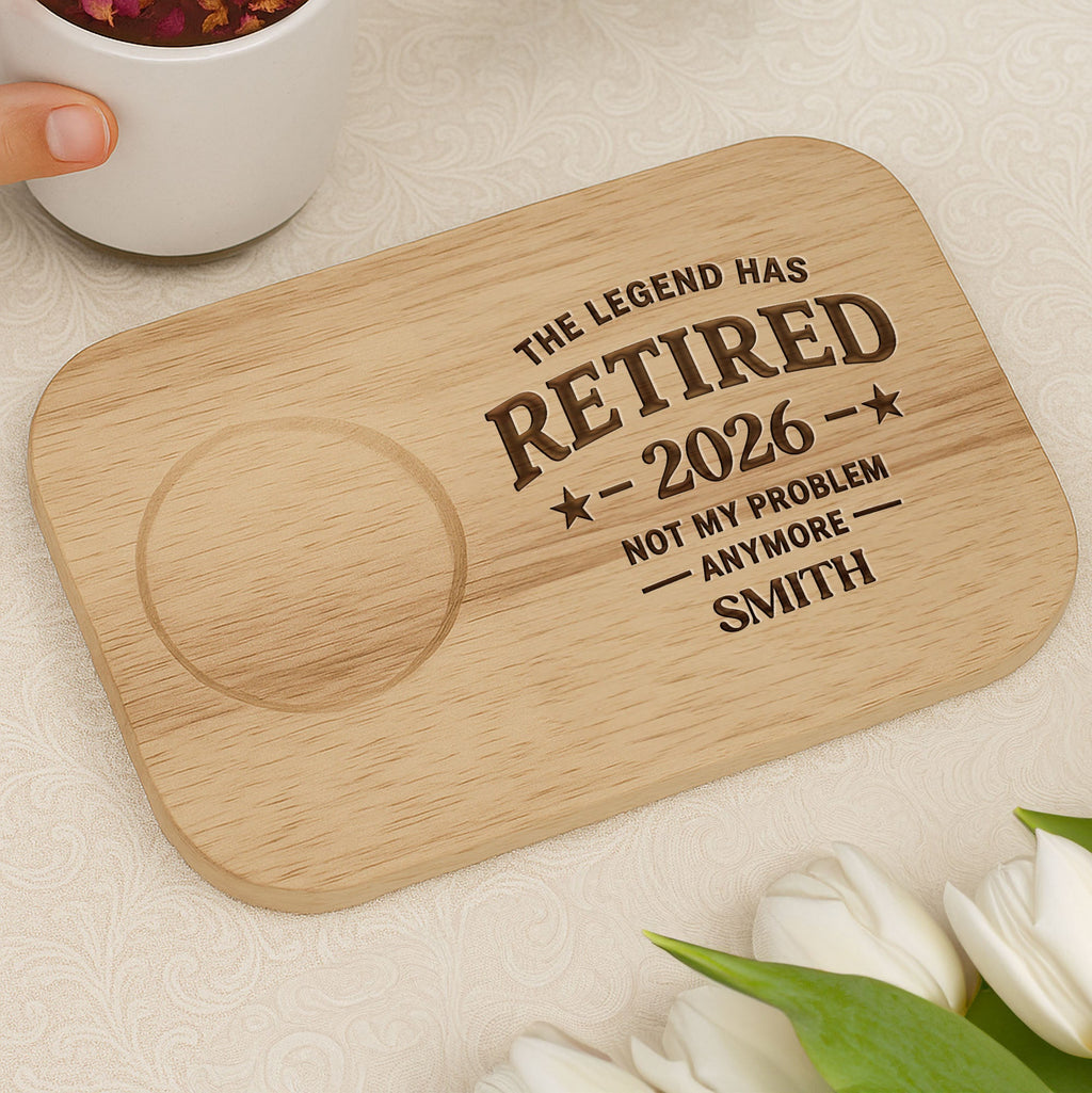 Personalized Engraved Serving Board with Cup Holder Retirement Gift for Him Serving Board GradoCreations