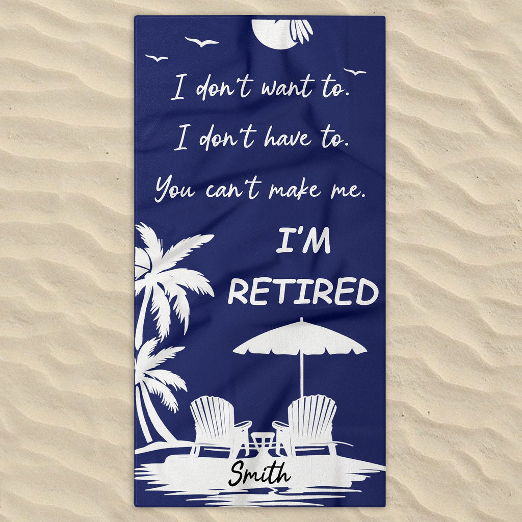 Personalized Microfiber Beach Towel Custom Name Gift for Retirees Beach Towels GradoCreations