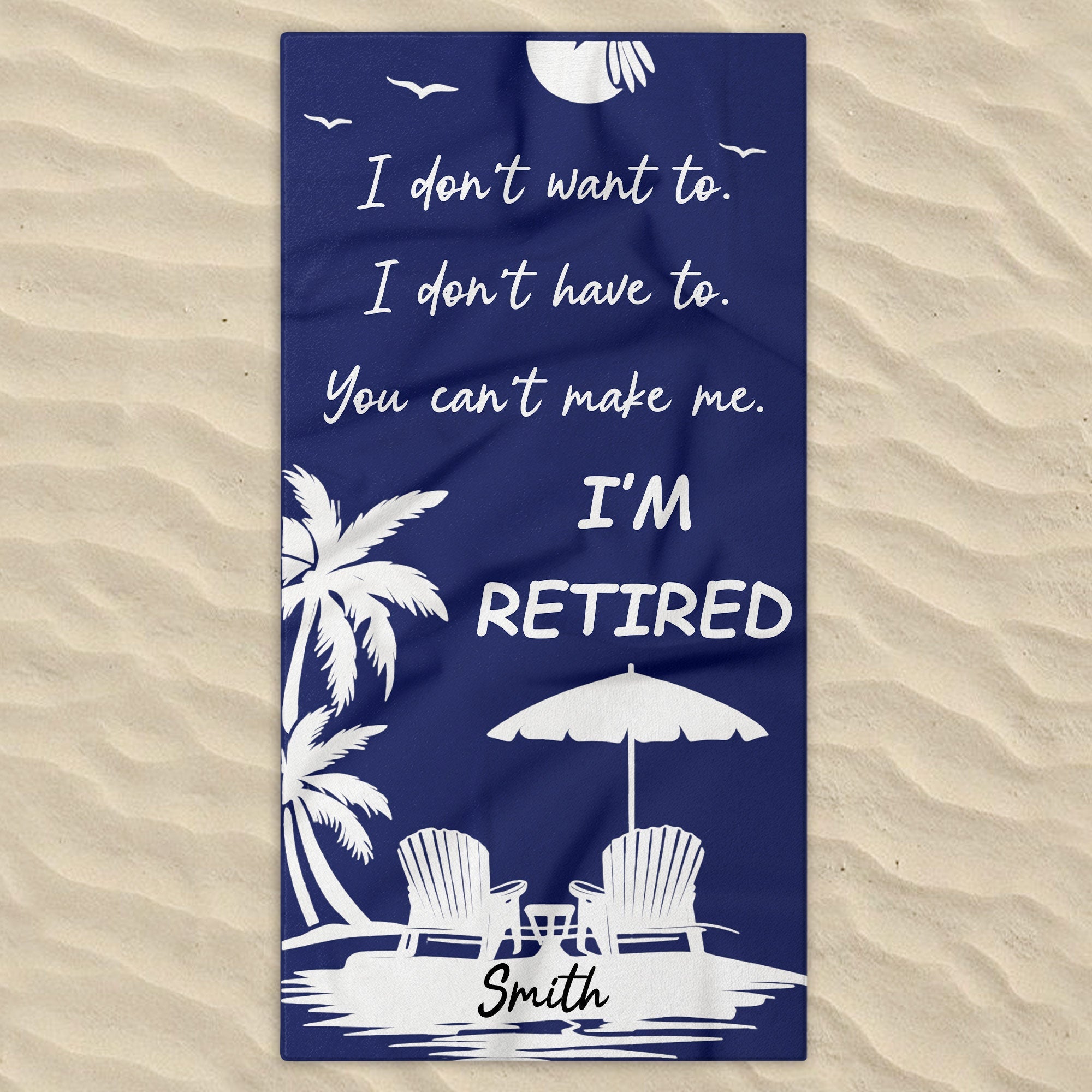 Personalized Microfiber Beach Towel Custom Name Gift for Retirees Beach Towels GradoCreations