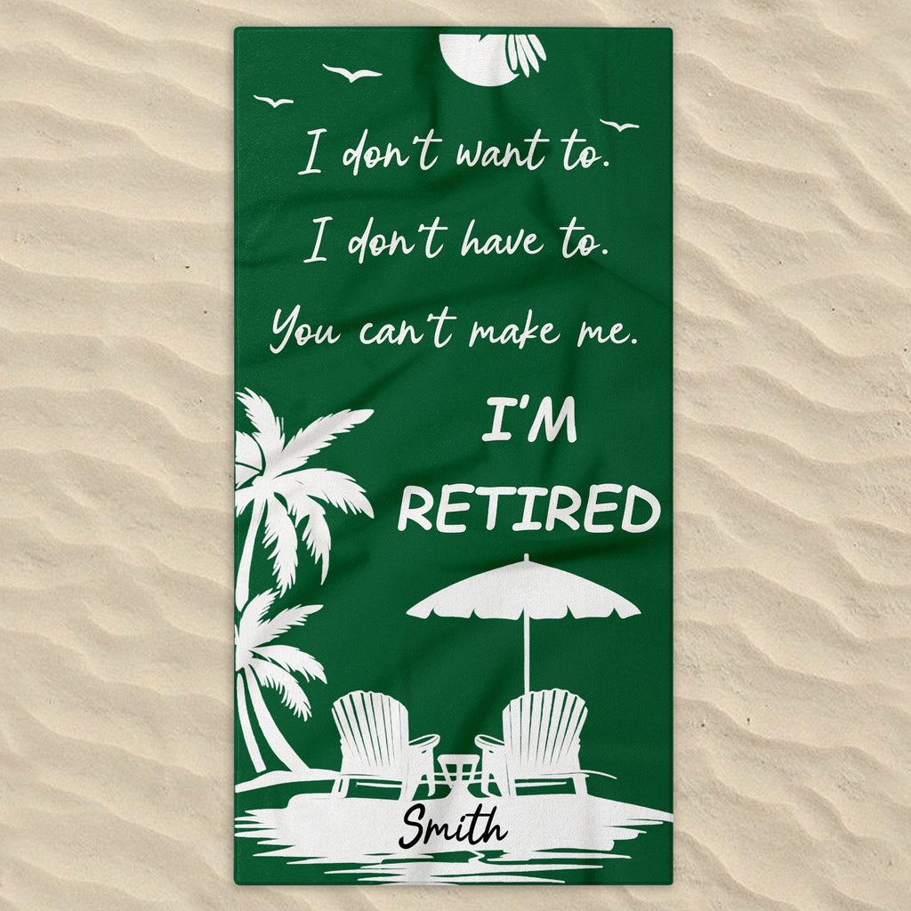 Personalized Microfiber Beach Towel Custom Name Gift for Retirees Beach Towels GradoCreations