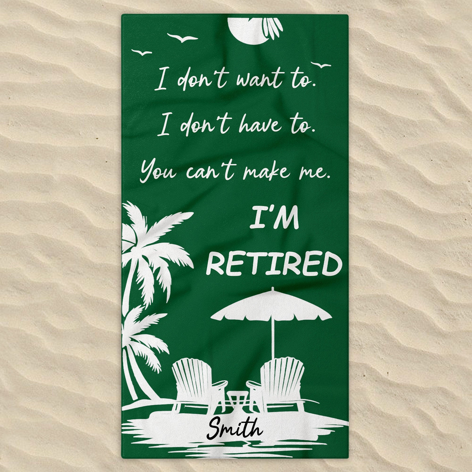 Personalized Microfiber Beach Towel Custom Name Gift for Retirees Beach Towels GradoCreations