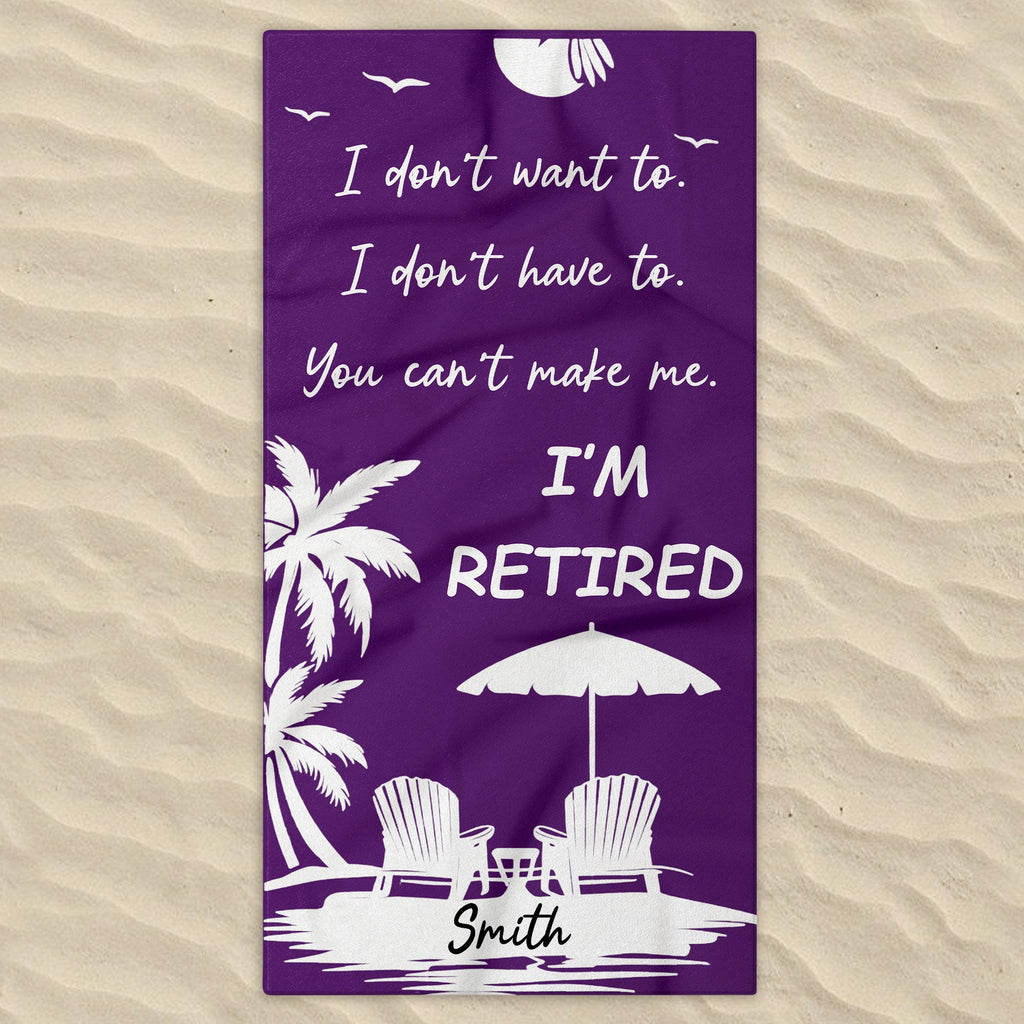 Personalized Microfiber Beach Towel Custom Name Gift for Retirees Beach Towels GradoCreations