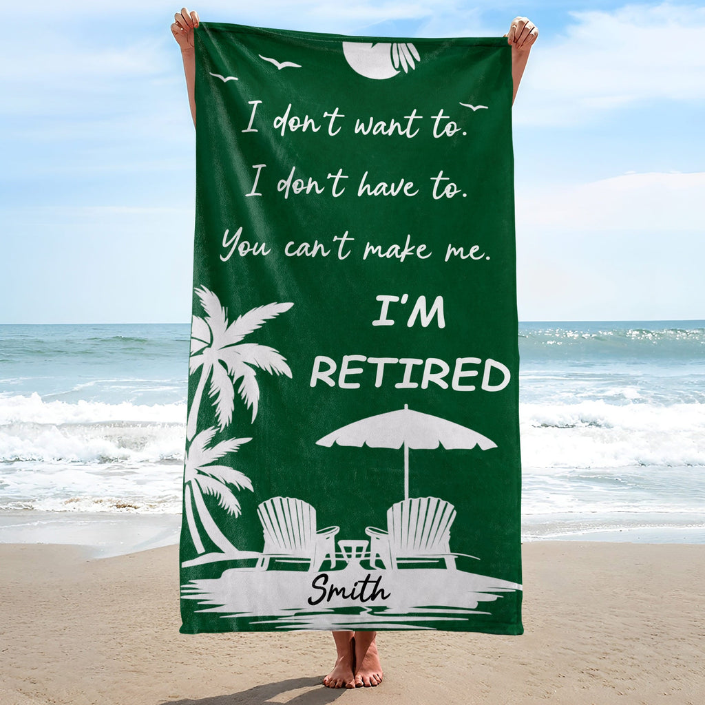 Personalized Microfiber Beach Towel Custom Name Gift for Retirees Beach Towels GradoCreations