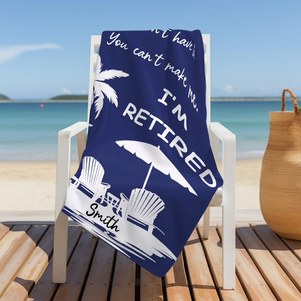 Personalized Microfiber Beach Towel Custom Name Gift for Retirees Beach Towels GradoCreations