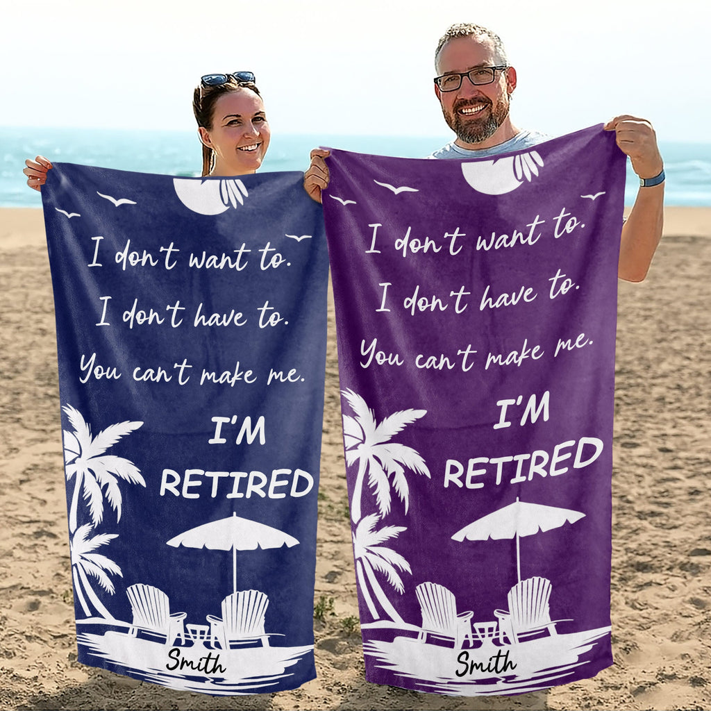 Personalized Microfiber Beach Towel Custom Name Gift for Retirees Beach Towels GradoCreations