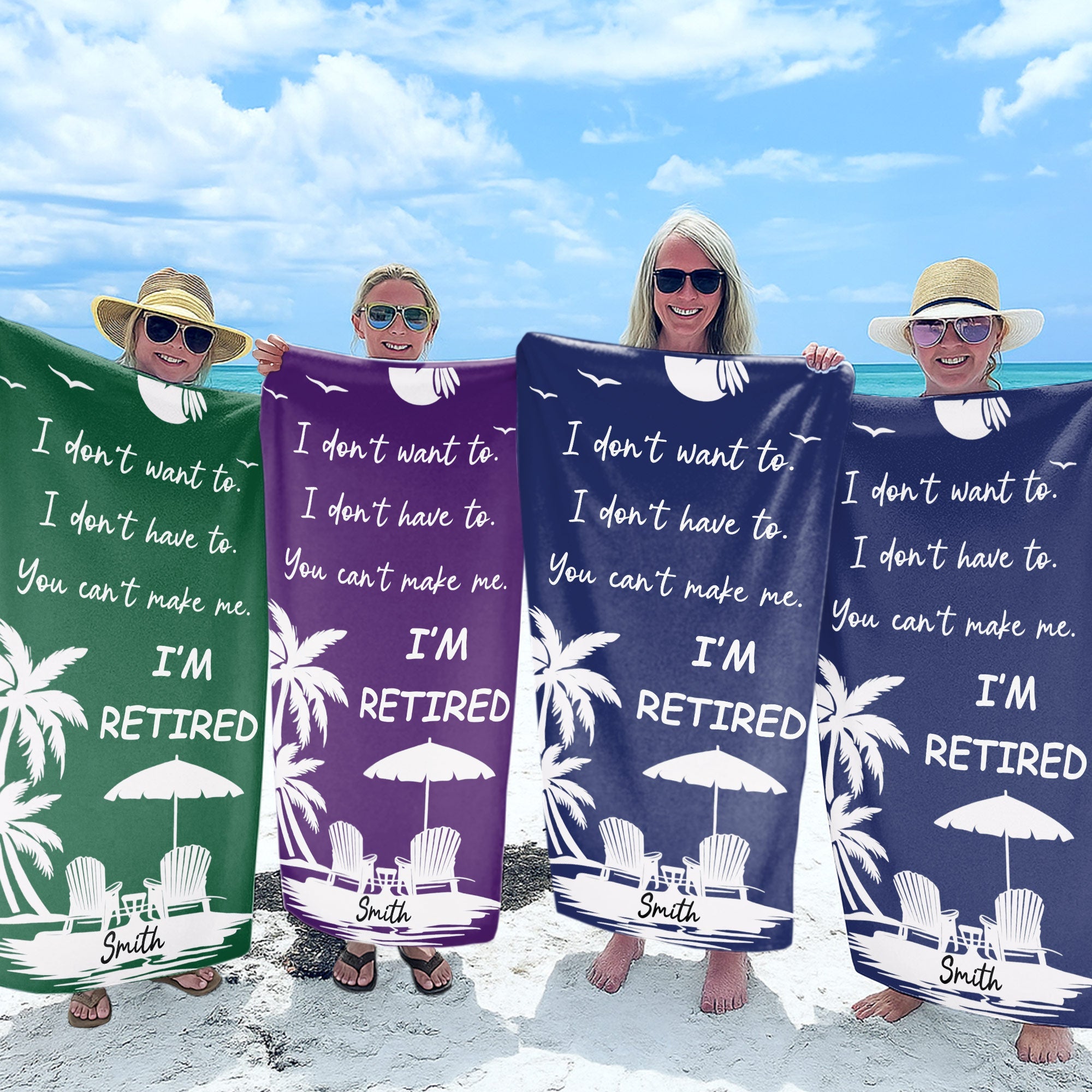 Personalized Microfiber Beach Towel Custom Name Gift for Retirees Beach Towels GradoCreations