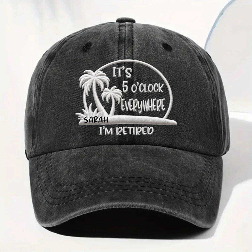 Personalized Washed Denim Cap Custom Name Gift for Retirees Washed Denim Cap GradoCreations
