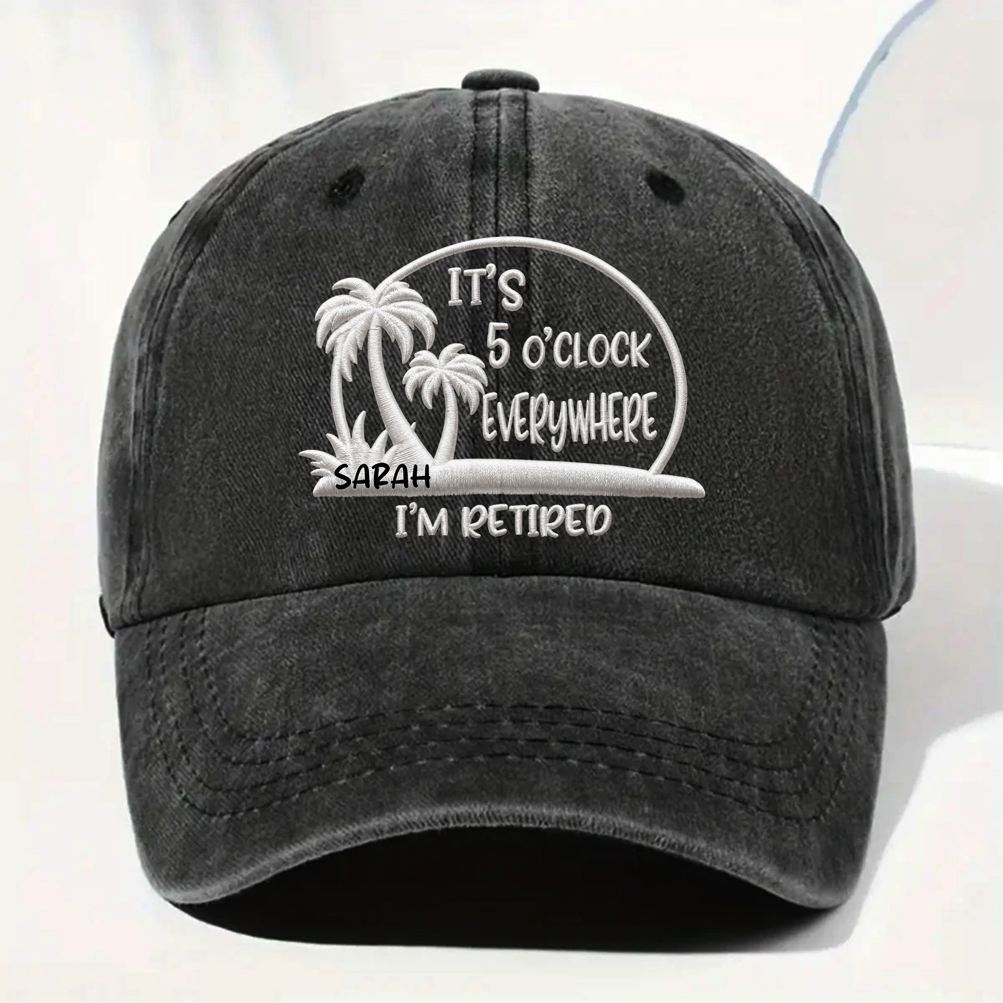 Personalized Washed Denim Cap Custom Name Gift for Retirees Washed Denim Cap GradoCreations
