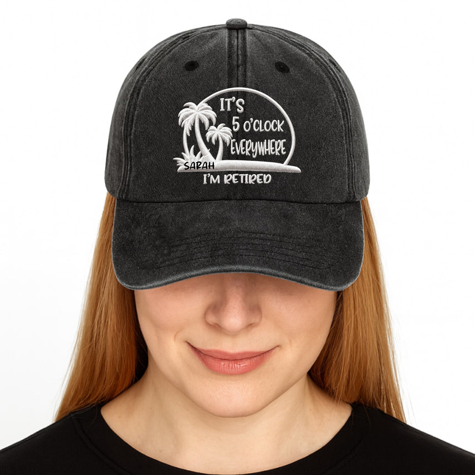 Personalized Washed Denim Cap Custom Name Gift for Retirees